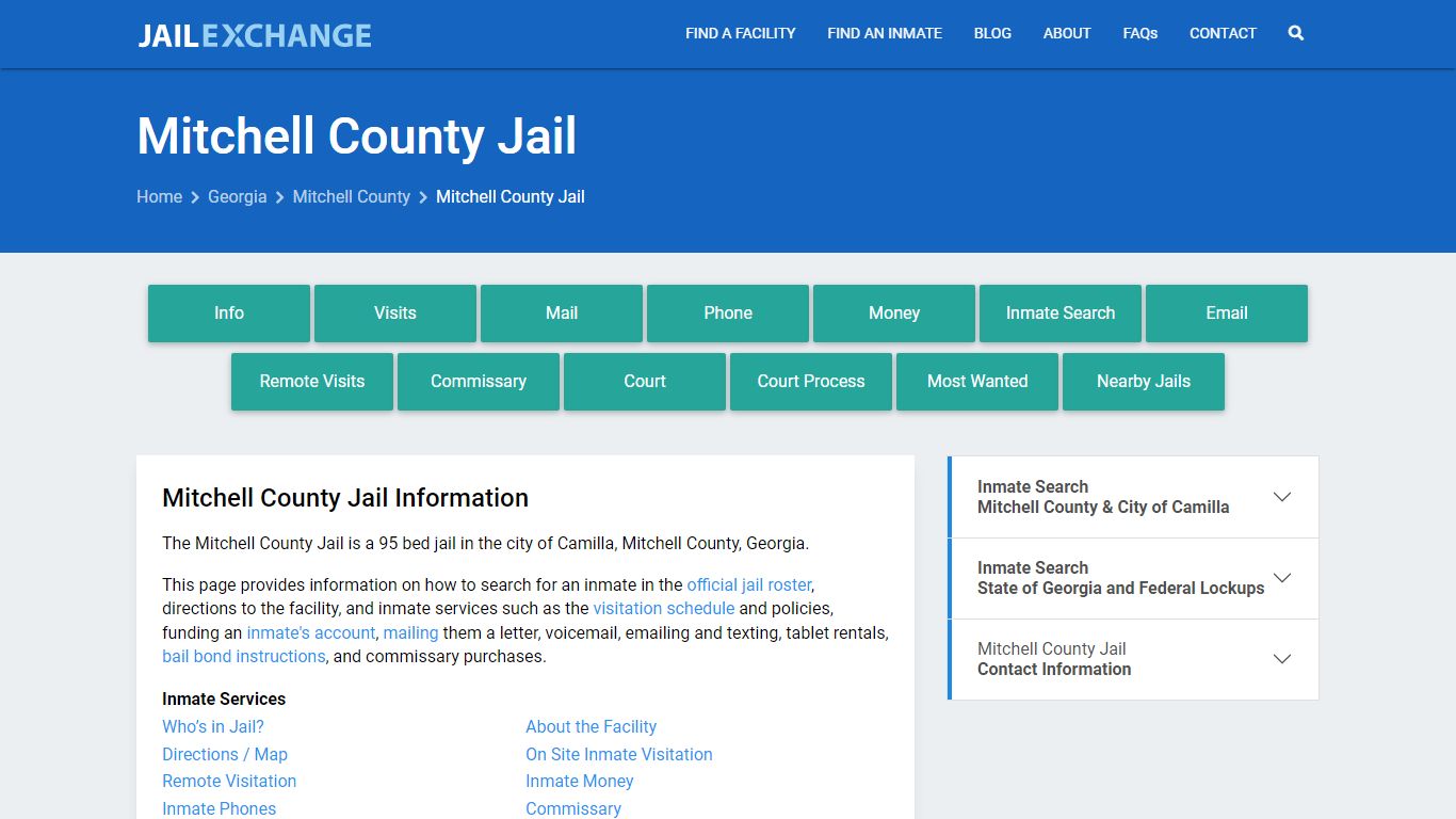 Mitchell County Jail, GA Inmate Search, Information